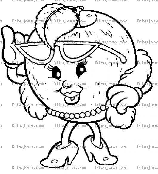 Dibujo para colorear Dibujo De Chica Manzana Con Lentes Collar De Perlas Abrigo De Piel Guantes Y Tacones Para Pintar Y Colorear