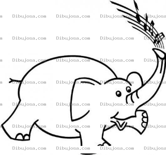 Dibujo para colorear Dibujo De Elefante Tocando Musica Con Su Trompeta Para Pintar Y Colorear