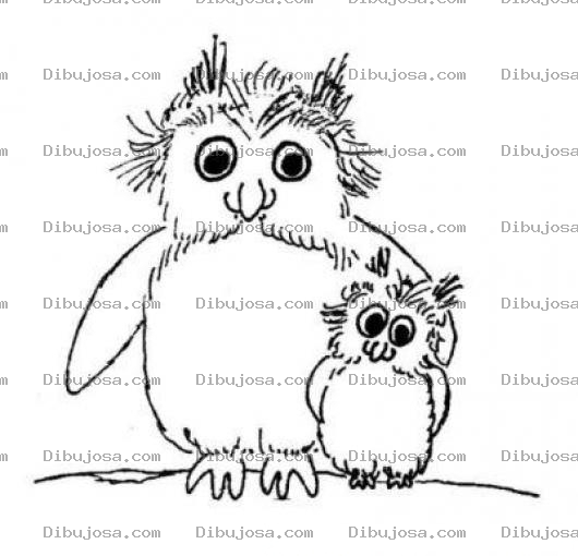 Dibujo para colorear Dibujo De Mama Tecolote Con Su Hijo Tecolotio Para Pintar Y Colorear