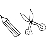 Dibujo para colorear Dibujo De Lapiz Y Tijera Para Pintar Y Colorear