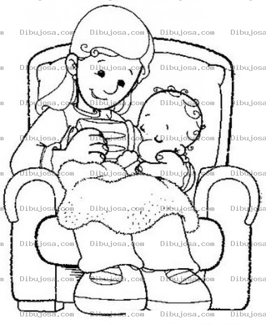 Dibujo para colorear Dibujo De Mamam Dando Biberon A Su Bebe Para Pintar Y Colorear Nani Dando Pacha A Un Bebito