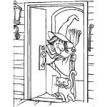 Dibujo para colorear Dibujo De La Casa De La Bruja Con Su Gato Negro Para Pintar Y Colorear
