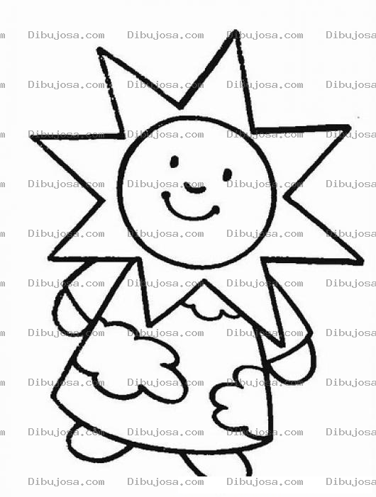 Dibujo para colorear Dibujo De Nino Con Disfraz De Sol Y Vestido De Nubes Para Pintar Y Colorear