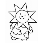 Dibujo para colorear Dibujo De Nino Con Disfraz De Sol Y Vestido De Nubes Para Pintar Y Colorear