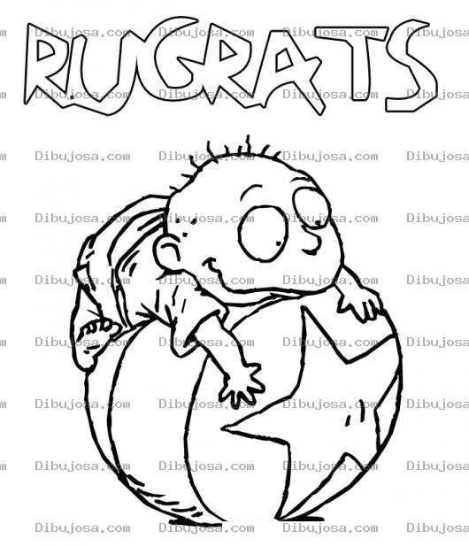 Dibujo para colorear Carlitos De Los Rugrats Para Pintar Y Colorear A Carlitosrugrats Sobre Una Pelota Con Estrella Rugratsrugrats