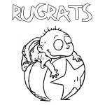 Dibujo para colorear Carlitos De Los Rugrats Para Pintar Y Colorear A Carlitosrugrats Sobre Una Pelota Con Estrella Rugratsrugrats