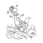 Dibujo para colorear Dibujo De Dino Picapiedra Surfeando Para Pintar Y Colorear