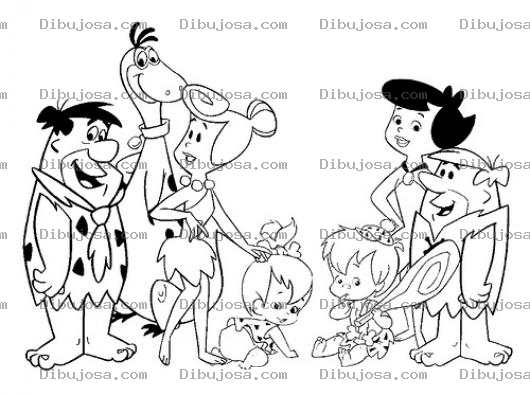 Dibujo para colorear Dibujos De Las Familias De Pedro Picapiedra Y De Pablo Marmol Para Pintar Y Colorear A Pedro Dino Vilma Pebbles Bambam Bety Y Pablo