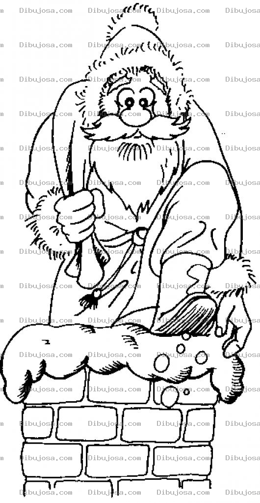 Dibujo para colorear Dibujo De Papanoel Entrando Por La Chimenea Para Pintar Y Colorear A Santa Claus Entrando A La Casa