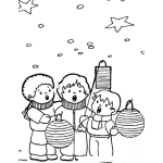 Dibujo para colorear Dibujo De Ninos Cantando Villancicos Navidenos Bajo Las Estrellas Para Pintar Y Colorear