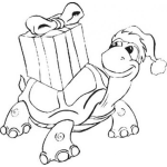 Dibujo para colorear Dibujo De Tortuga Con Regalo De Navidad Para Pintar Y Colorear Tortugita Con Sombrero De Santaclose