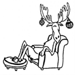 Dibujo para colorear Reno De Santaclause Descansando En Un Sofa Para Pintar Y Colorear