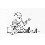 Dibujo para colorear Dibujo De Santaclaus En Sentado El Suelo Tocando Una Guitarra Para Pintar Y Colorear