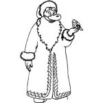 Dibujo para colorear Dibujo De Santaclaus Papanoel Con Un Pajarito En La Mano Para Colorear