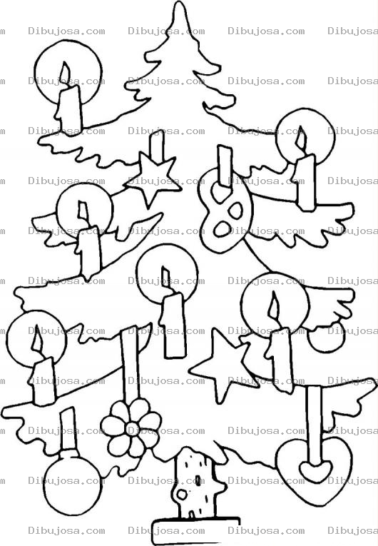 Dibujo para colorear Dibujo De Arbolito De Navidad Adornado Con Velitas Para Colorear