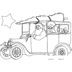 Dibujo para colorear Dibujo Del Carro De Santaclaus Llevando El Arbolito De Navidad Para Colorear