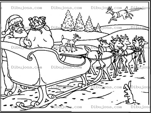 Dibujo para colorear Dibujo Del Trineo De Santa Listo Para Despegar Para Pintar Y Colorear