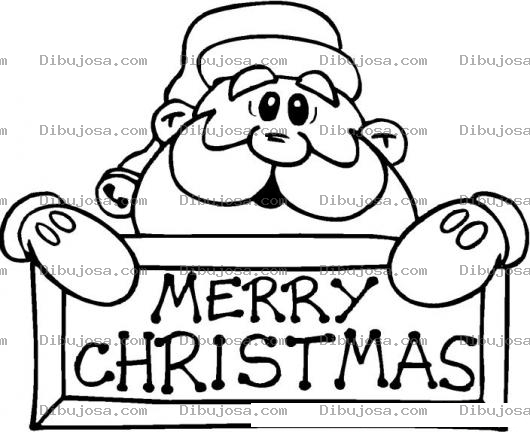 Dibujo para colorear Santaclaus Con Rotulo De Merry Christmas Para Imprimir Pintar Colorear Y Pegar En La Pared