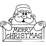 Dibujo para colorear Santaclaus Con Rotulo De Merry Christmas Para Imprimir Pintar Colorear Y Pegar En La Pared