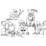 Dibujo para colorear Dibujo De Los Duendecitos De Santa Calus Para Pintar Y Colorear Los Elfos Y Gnomos De Santa En Navidad