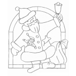 Dibujo para colorear Santa Claus Entrando Por La Puerta En Navidad Para Pintar Y Colorear