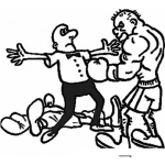 Dibujo para colorear Dibujo De Knock Out Con Referi Parando La Pelea Para Pintar Y Colorear