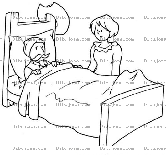 Dibujo para colorear Dibujo De Hombre Enfermo Con Reposo En Cama Y La Visita De Su Hija Para Pintar Y Colorear
