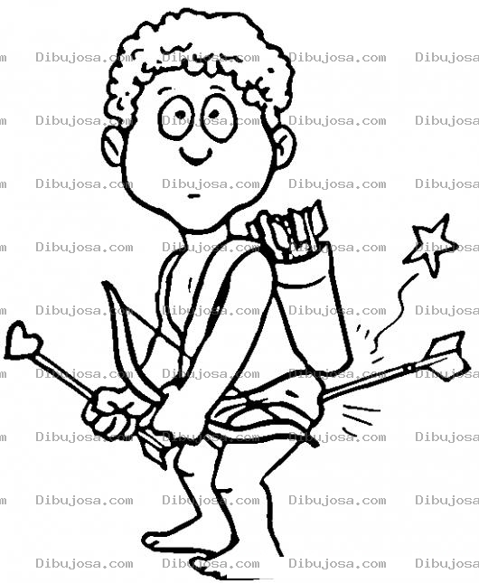 Dibujo para colorear Dia del Carino Dibujo De Cupido Flechado Por El Mismo Con Una Flecha Boomerang Para Pintar Y Colorear