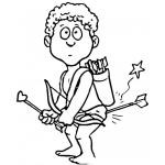 Dibujo para colorear Dia del Carino Dibujo De Cupido Flechado Por El Mismo Con Una Flecha Boomerang Para Pintar Y Colorear