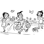Dibujo para colorear Dibujo De Muchacho Gigolo Con Dos Mujeres Enamoradas De El Para Pintar Y Colorear