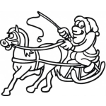Dibujo para colorear Dibujo De Santa Claus Con Trineo Jalado A Caballo Para Pintar Y Colorear
