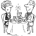 Dibujo para colorear Dibujo De Pareja Comiendo En Un Restaurante Celebrando Su Aniversario De Bodas Para Pintar Y Colorear