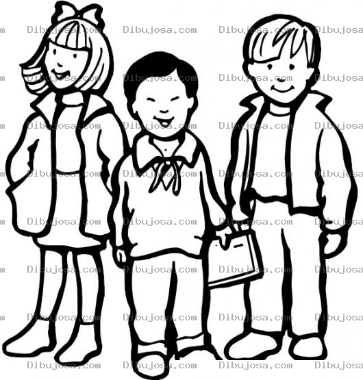 Dibujo para colorear Ninos Estudiantes En El Colegio Para Pintar Y Colorear