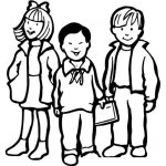 Dibujo para colorear Ninos Estudiantes En El Colegio Para Pintar Y Colorear
