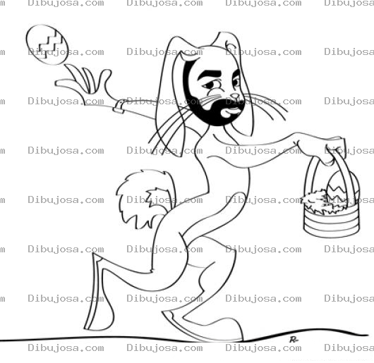 Dibujo para colorear Hombreconejo Dibujo De Hombre Con Disfraz De Conejo Para Pintar Y Colorear