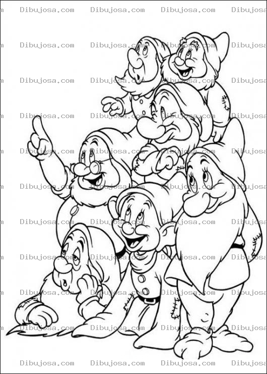 Dibujo para colorear Los 7 enanitos de blanca nieves