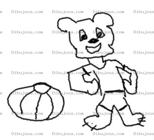 Dibujo para colorear Dibujo De Osito Con Una Pelota De Playa Para Pintar Y Colorear