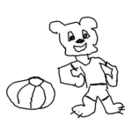 Dibujo para colorear Dibujo De Osito Con Una Pelota De Playa Para Pintar Y Colorear