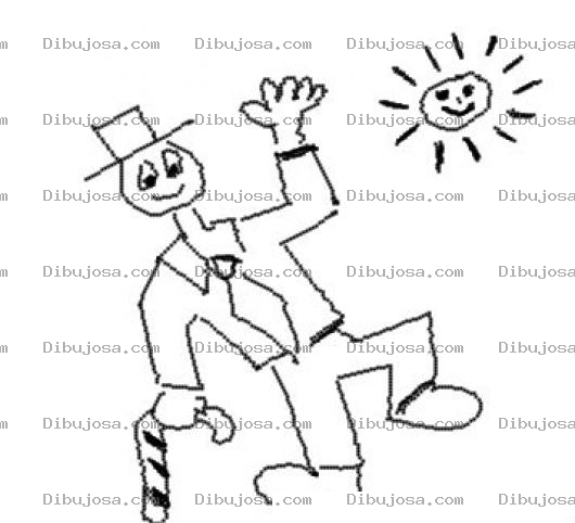 Dibujo para colorear Dibujo De Hombre Con Saco Y Baston De Navidad Saludando Al Sol Para Pintar Y Colorear