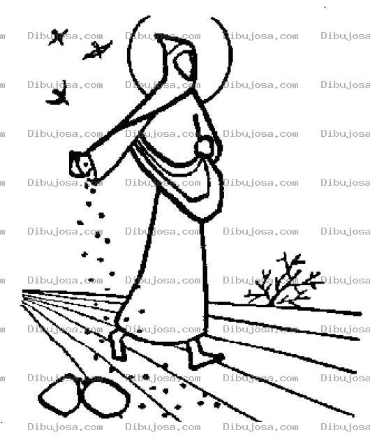 Dibujo para colorear Dibujo De Sembrador Esparciendo Semillas Y Sembrando La Tierra Para Pintar Y Colorear