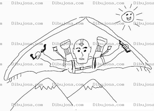 Dibujo para colorear Dibujo De Maestro Del Aire Volando En Parapente Para Pintar Y Colorear