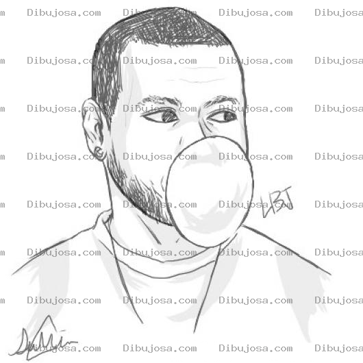 Dibujo para colorear Dibujo De Lebron James Mascando Bubble Gum Y Haciendo Una Bomba De Chicle Para Pintar Y Colorear