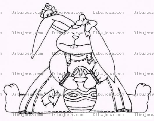 Dibujo para colorear Dibujo De Conejita Con Huevo De Pascua Para Pintar Y Colorear
