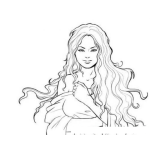 Dibujo para colorear Dibujo De Mujer Con Pelo Largo Ondulado Para Pintar Y Colorear
