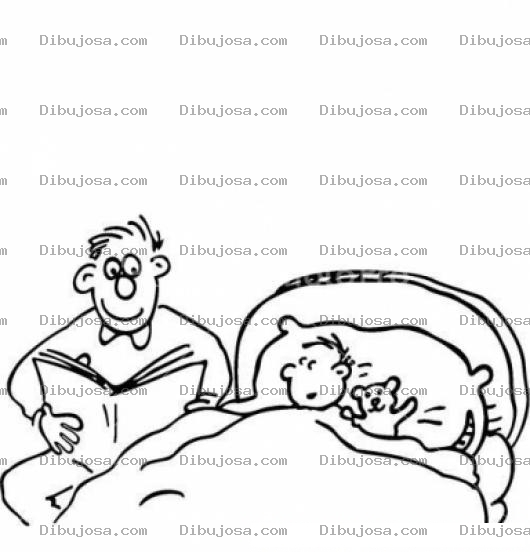Dibujo para colorear Dibujo De Papa Contando Un Cuento A Su Hio Antes De Dormir Para Pintar Y Colorear