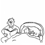 Dibujo para colorear Dibujo De Papa Contando Un Cuento A Su Hio Antes De Dormir Para Pintar Y Colorear