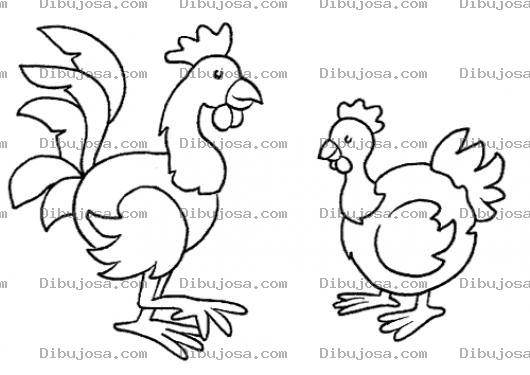 Dibujo para colorear Dibujo De Gallo Y Gallina Para Pintar Y Colorear