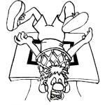 Dibujo para colorear Dibujo De Hombre Trabado En Un Aro De Basketball Para Pintar Y Colorear Slam Dunk Humano