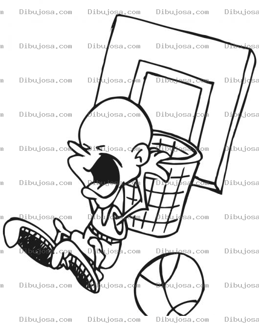 Dibujo para colorear Dibujo De Nino Clavando Una Pelota De Basquetbol Para Atras Para Pintar Y Colorear
