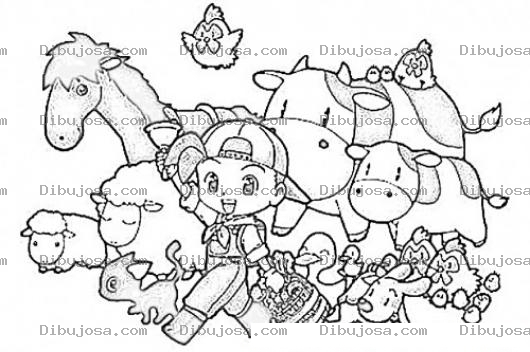 Dibujo para colorear Dibujo De Nino Granjerito Con Animales Para Pintar Y Colorear Animalitos De Granja Con Nino Granjero